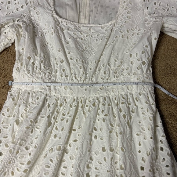 Nordstrom Women’s Medium White Eyelet Tiered Dress Bridal 100% Cotton Midi - Picture 7 of 10